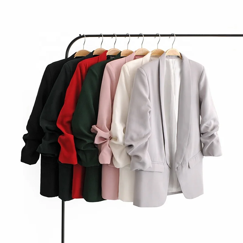 

Wholesale Ready To Ship New Design Fashion European Wrinkle Mujer Blazer Women2021 Slim Fit Blazer for Women Ladies Office Suit