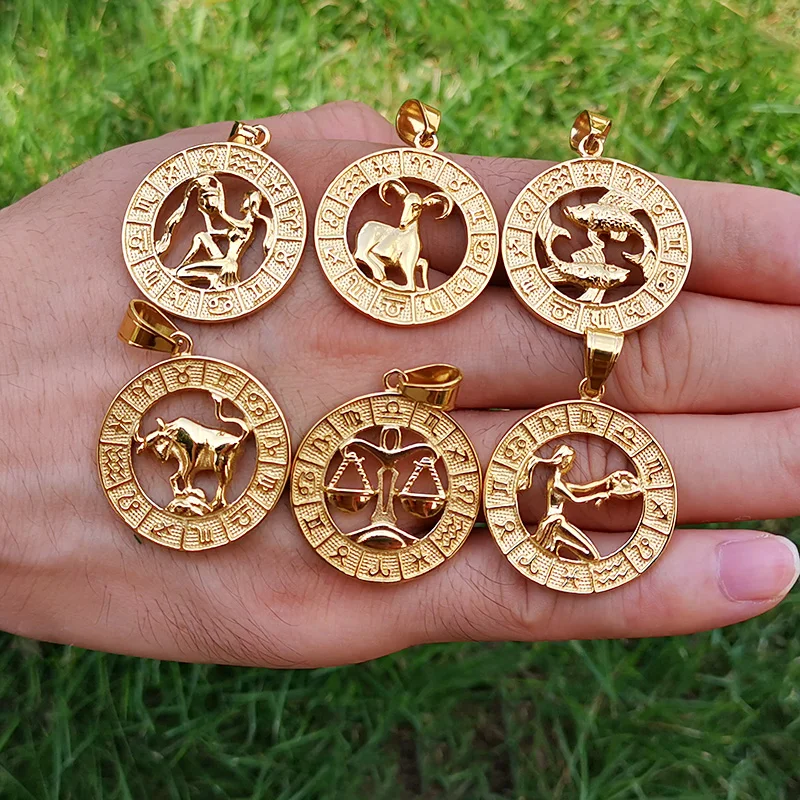 

Modalen Coin Gold Plated Custom 18K Jewelry Zodiac Sign Pendant Necklace for Women