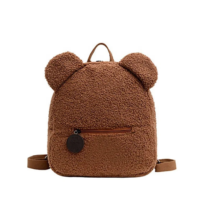 

Manufacturer direct lamb wool backpack bag lovely school bag for kindgarden ladies cosmetic bag, As picture