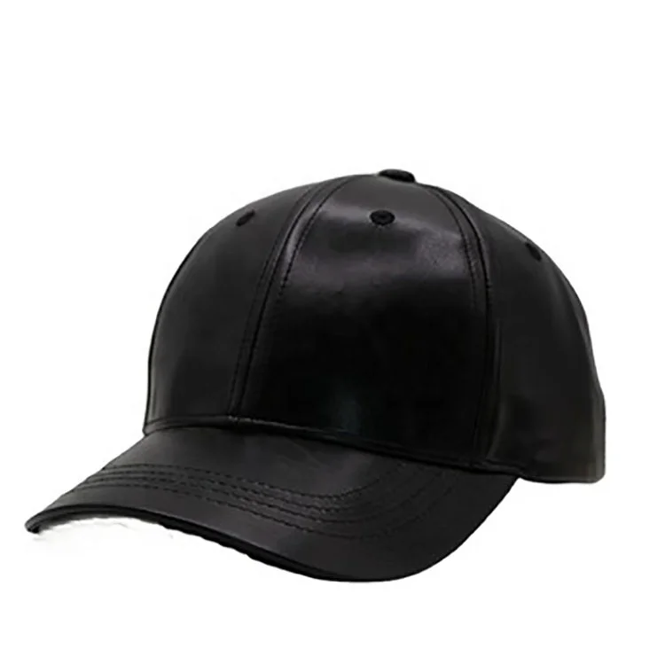 

Fashion custom design black unstructured OEM hat leather material hat
