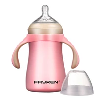 

fayren 316 stainless steel BPA free vacuum insulated wide neck baby milk bottle with handle