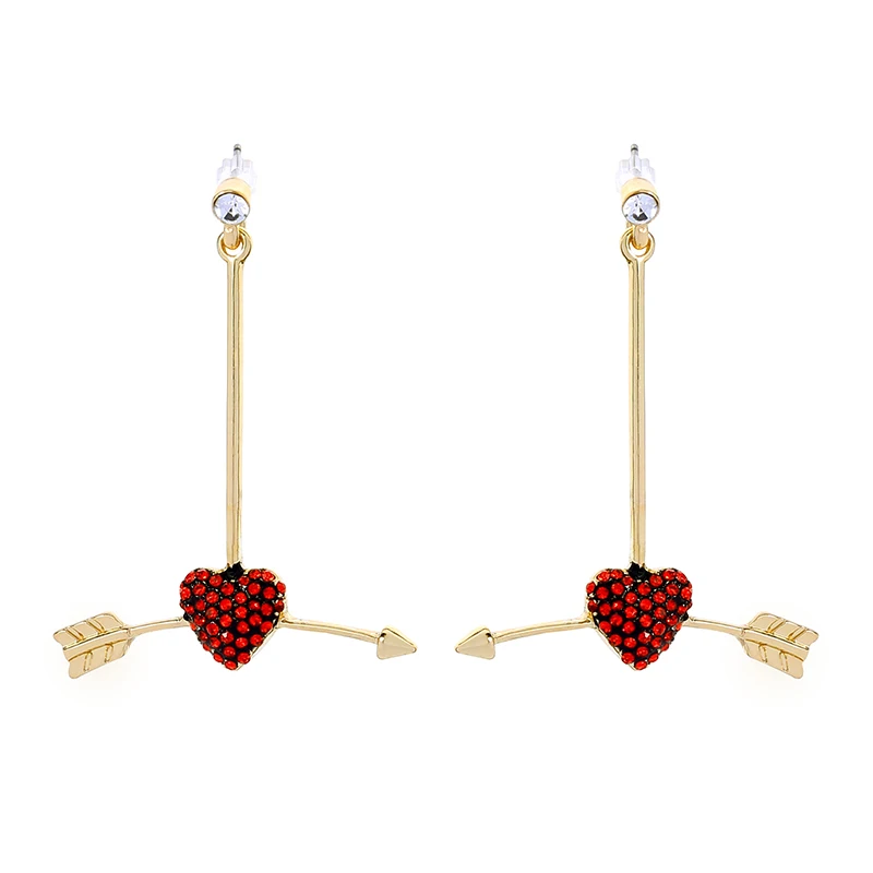 

ed00984c Fashion Jewelry Ruby Charm Long Chains Fashion Latest Heart Shaped Dangle Earrings, Gold