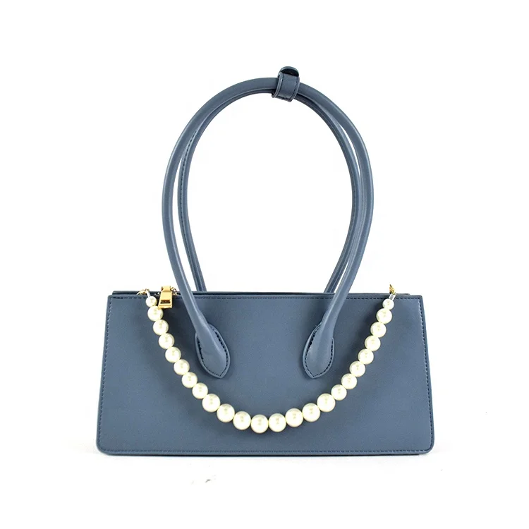

elegant underarm handbags vintage blue shoulder bag with pearl women handbags for sale