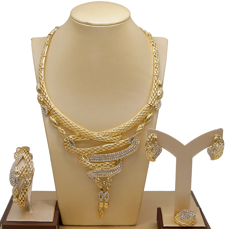 

Yulaili Wholesale Latest Popular Design Ladies 18k Saudi Gold Plated Women Jewelry Sets With Diamond For Weddings And Banquets