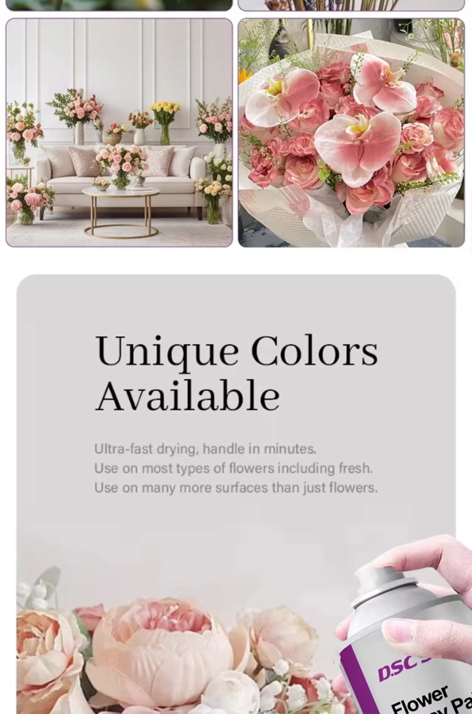 Acrylic Metallic Silver and Bronze Liquid Coating Flower Spray Paint Water-Based for Modern Style Floral Decor