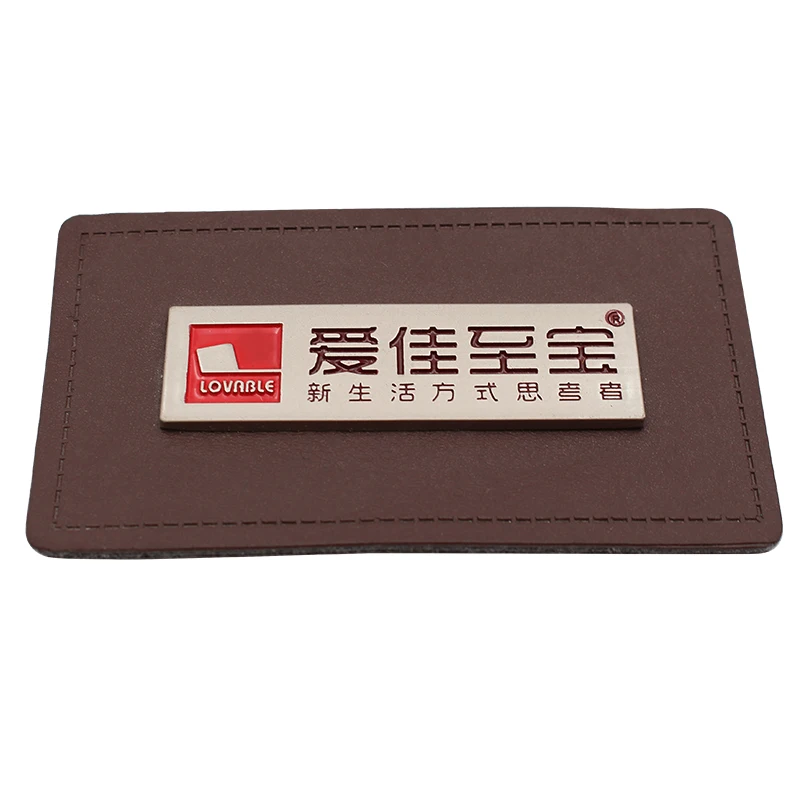 

Custom pu designer leather labels gold metal brown jacket leather badge for bags, Gold,etc,customized