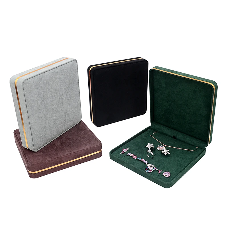 

Custom Velvet Jewellery Jewlery Packaging Wholesale Necklace Earring Stud Ring Jewelry Set Box