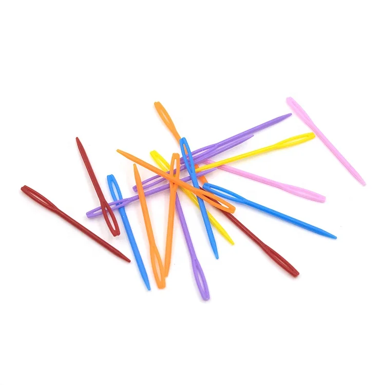

Wholesale 1000Pcs/Bag 9cm Colorful Knitting Handmade Crochet Hooks DIY Plastic Needle Big Eye Needle Yarn Needle, May vary to the stock