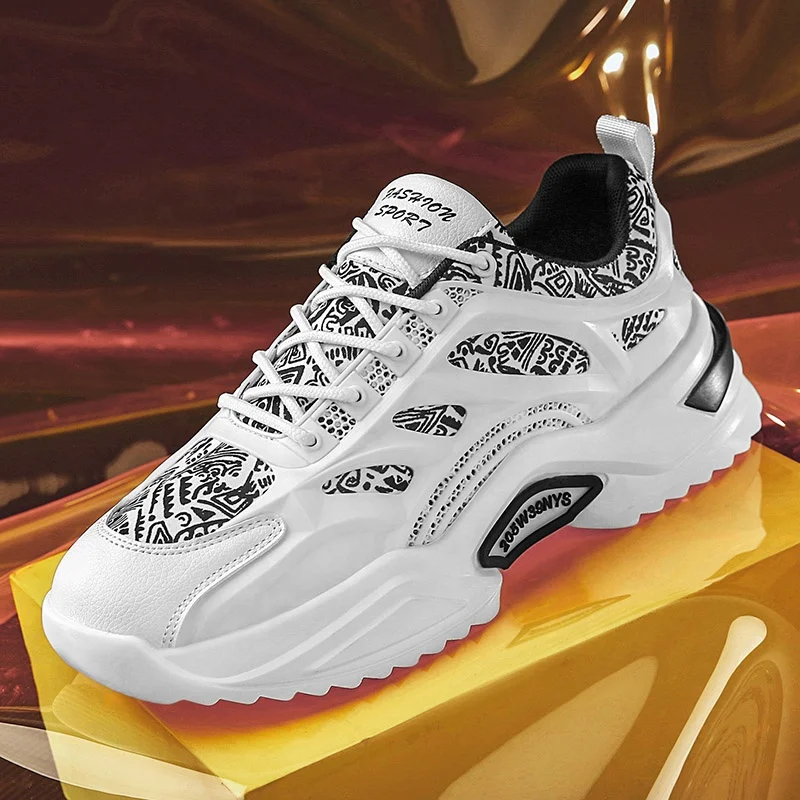 

Chunky Platform Fashion Sneakers Men 2021 New Design Walking Travel Walking Shoes Breathable Knit Athletic Running TX-TK53