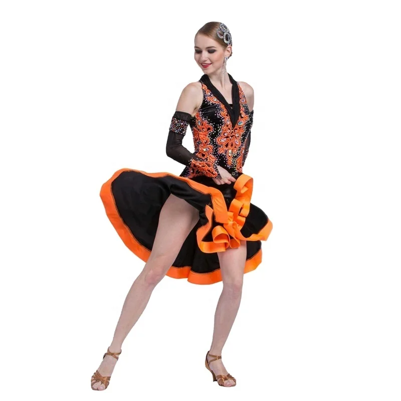 

L-17196 Kid Latin dance competition dress adult female new samba cha-cha hand stick stone dance performance dress, Customer choice