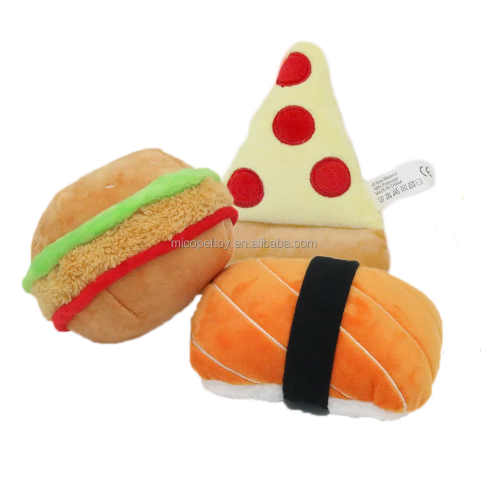 

2021 Little Pet Shop Squeeky Dog Toy Sushi Treat New Pet Gifts Products Hamburger Pizza, As pictures,also can be customized