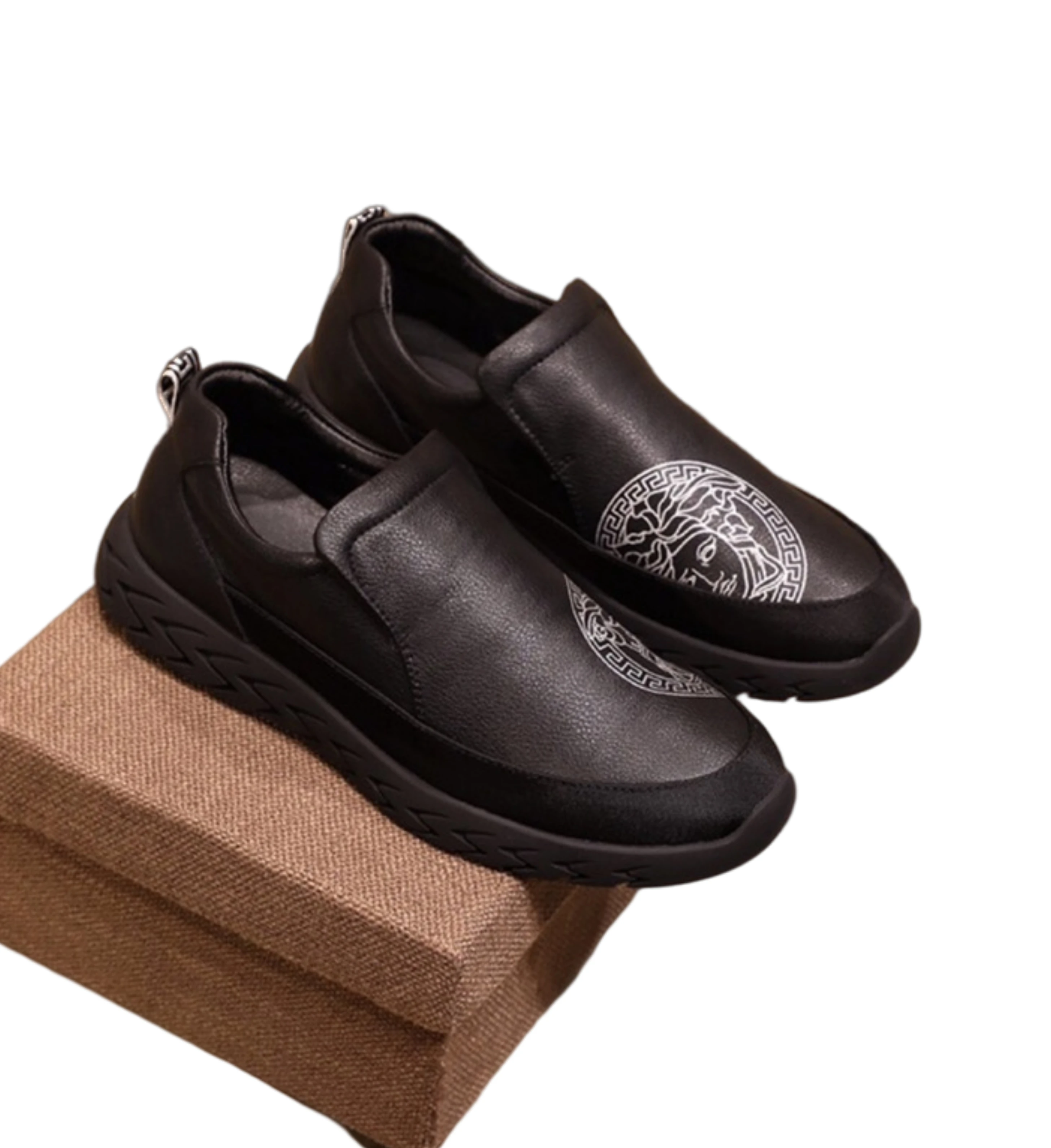 

High quality Business casual leather shoes men round head Lightweight loafers, Black,white