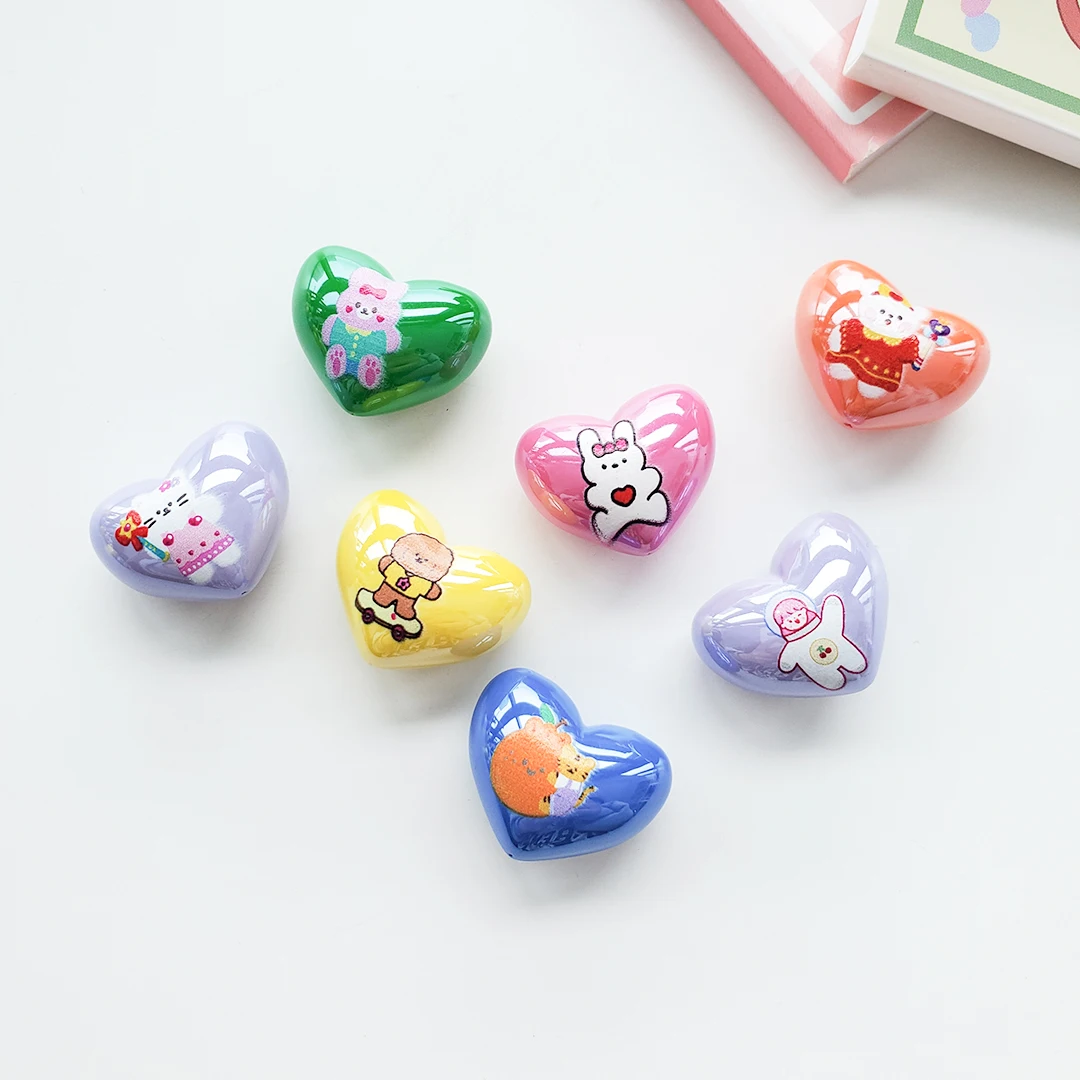 

Acrylic Cream Sugar Beans Peach Heart Love Beads DIY Hair Jewelry Half Hole Heart Shaped Accessories Beads For Jewelry Making, Various(can select)