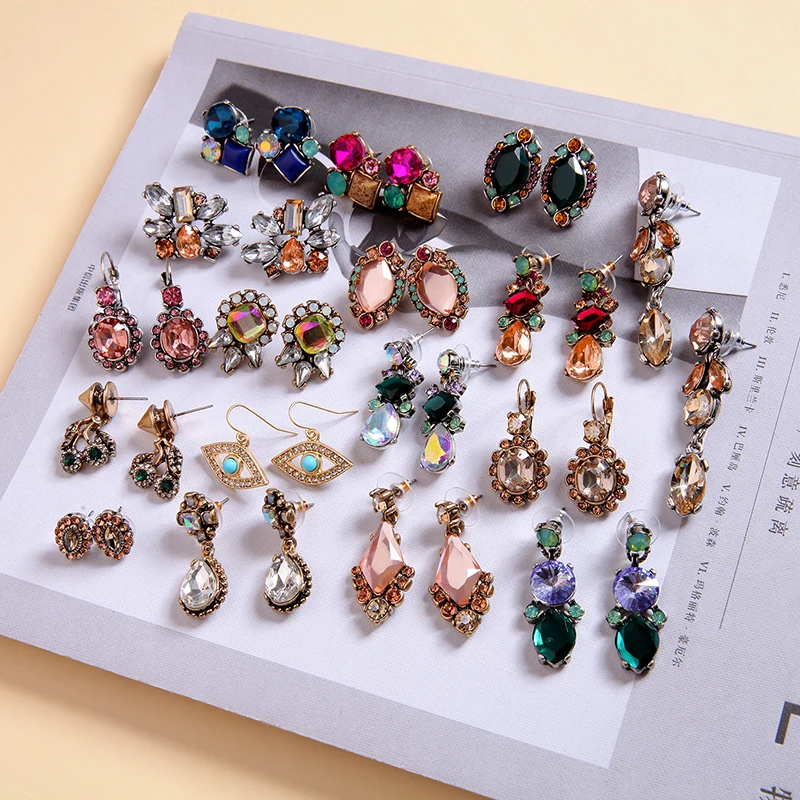 

ed01542d Fashion Jewelry 2020 Women Wholesale Mixed Rhinestone Crystal Pearl Dainty Designer Earrings Popular Brands in Bulk