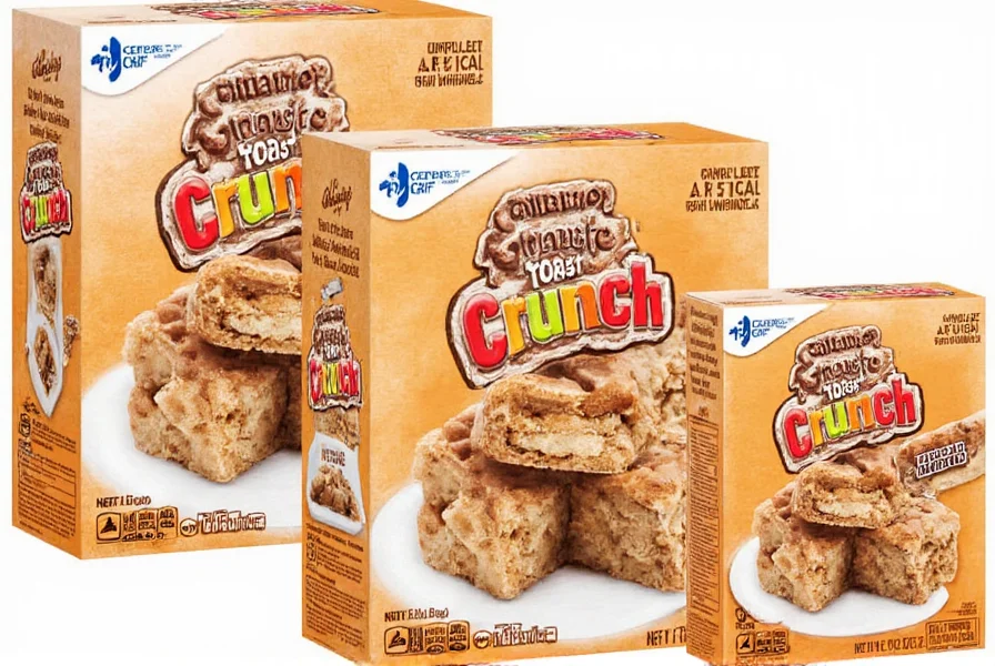 Cinnamon Toast Crunch cereal bar broken in half showing the interior cereal pieces and exterior cinnamon sugar coating
