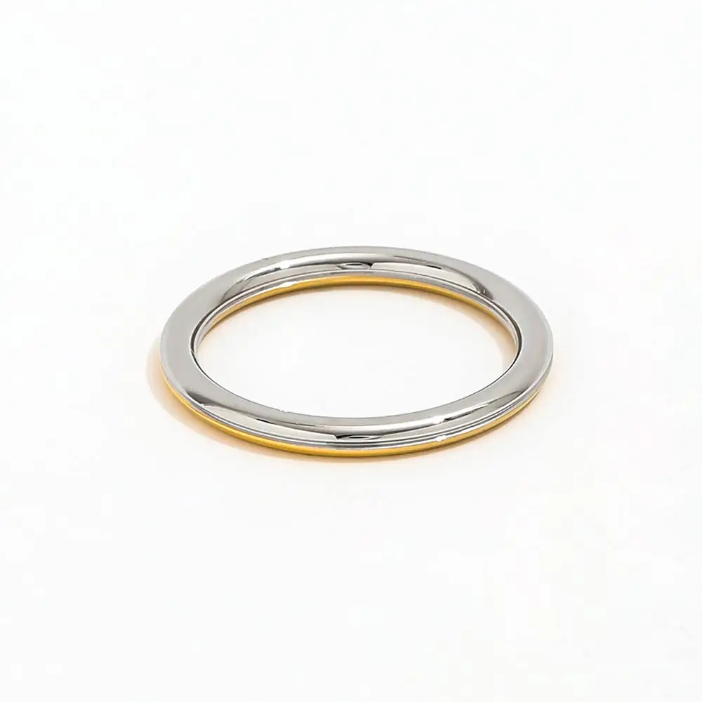Joolim High-End 18K Gold Plated Two-Tone Arc Simple Lines Ring for Women Luxury Jewelry Wholesale