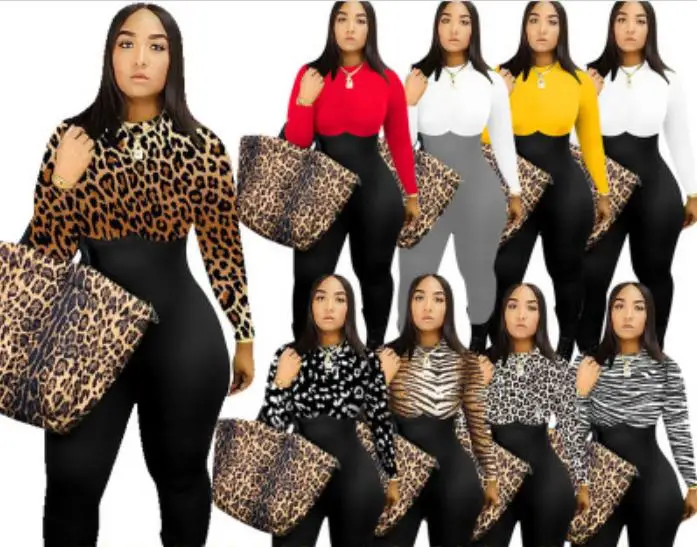 

Hot Sale Sexy Ladies Long Sleeve One Piece Leopard Print Yoga Workout Bodysuit Jumpsuits Club Wear Women's Clothing 2021 Spring