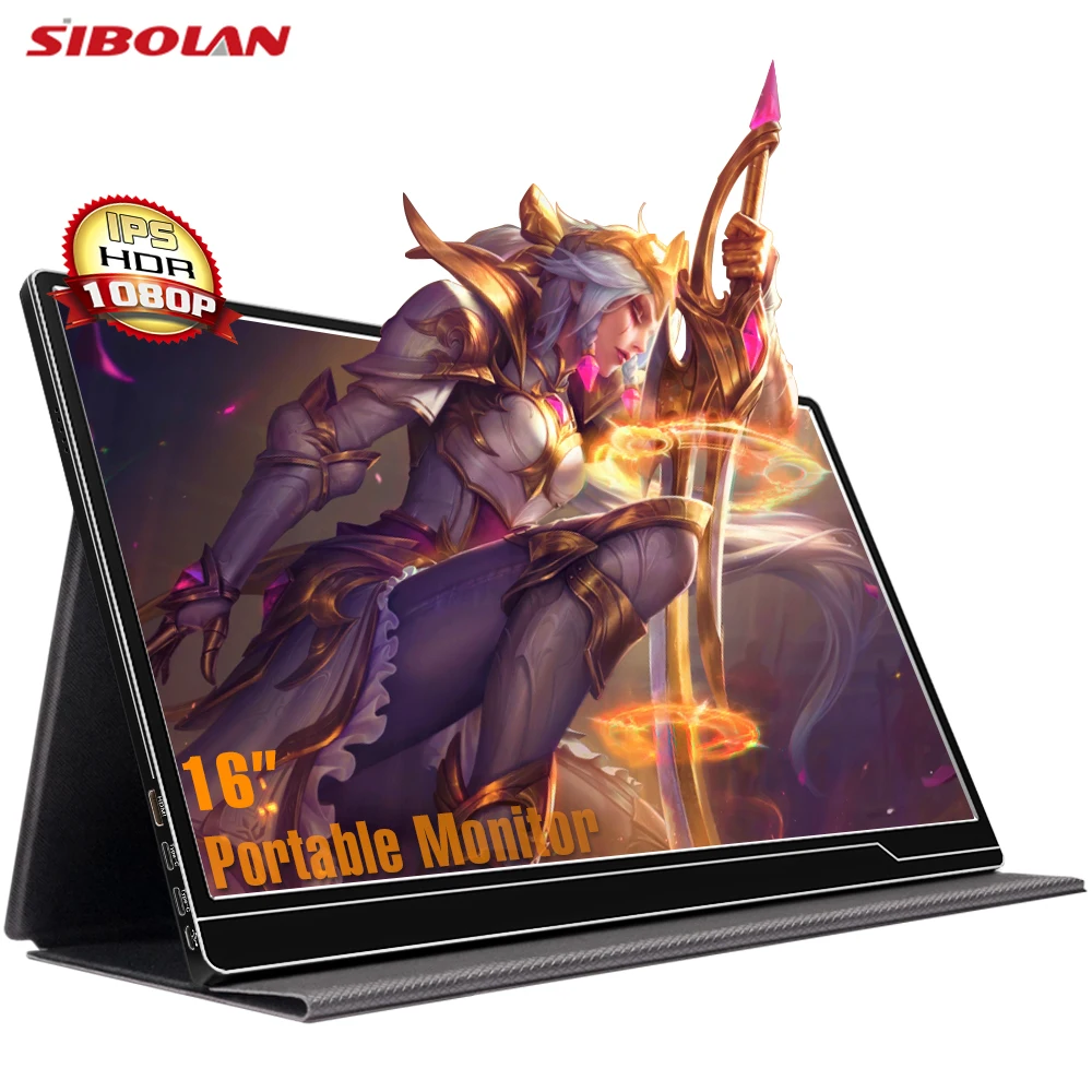 

Sibolan 16 inch Gaming portable display Profesional For Gaming Consoles Multimedia Player Game Console Portable Monitor gamer