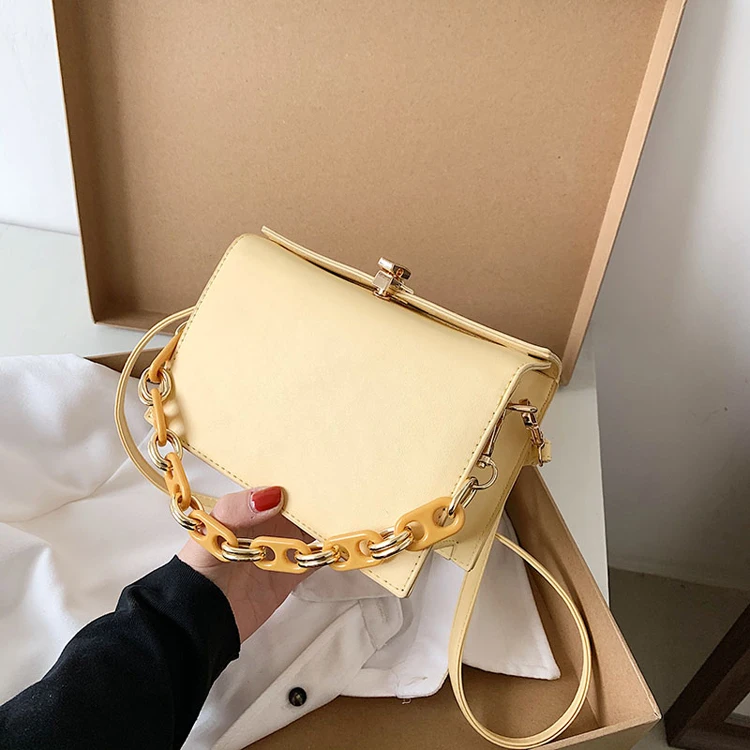 

2021 new summer female quality fashion chain portable small square bag western style shoulder messenger bag, White,black,yellow,khaki