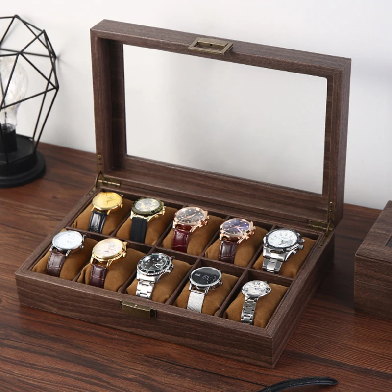 

Luxury Black Watches Storage Cases With Pillow Travel Wooden Style Pu Leather Men Gift Rectangle 6 Slots Watch Box