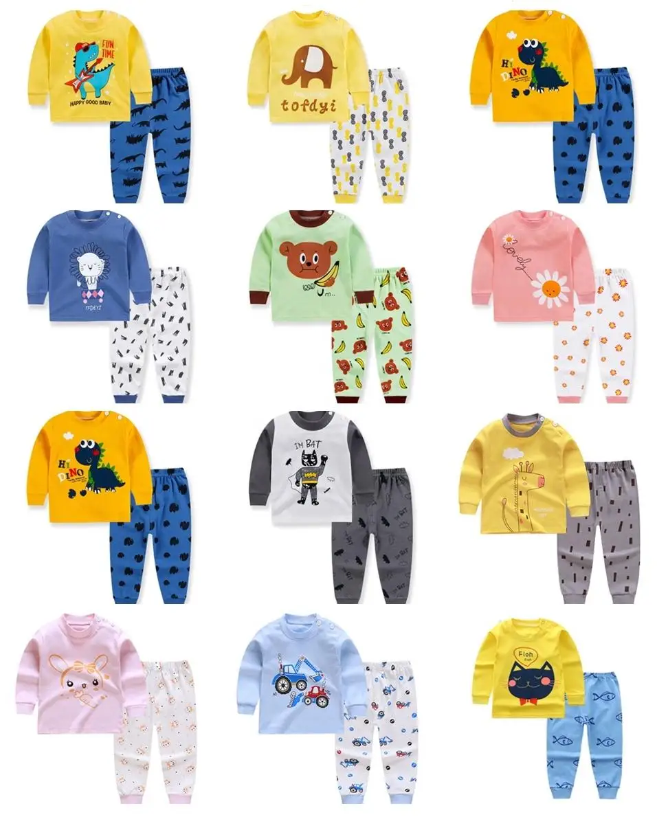 

2021 New Fashion Kids pajamas set Children Cartoon sleepwear Boys Home pajamas girls cotton sweet animal sleep suit, As picture