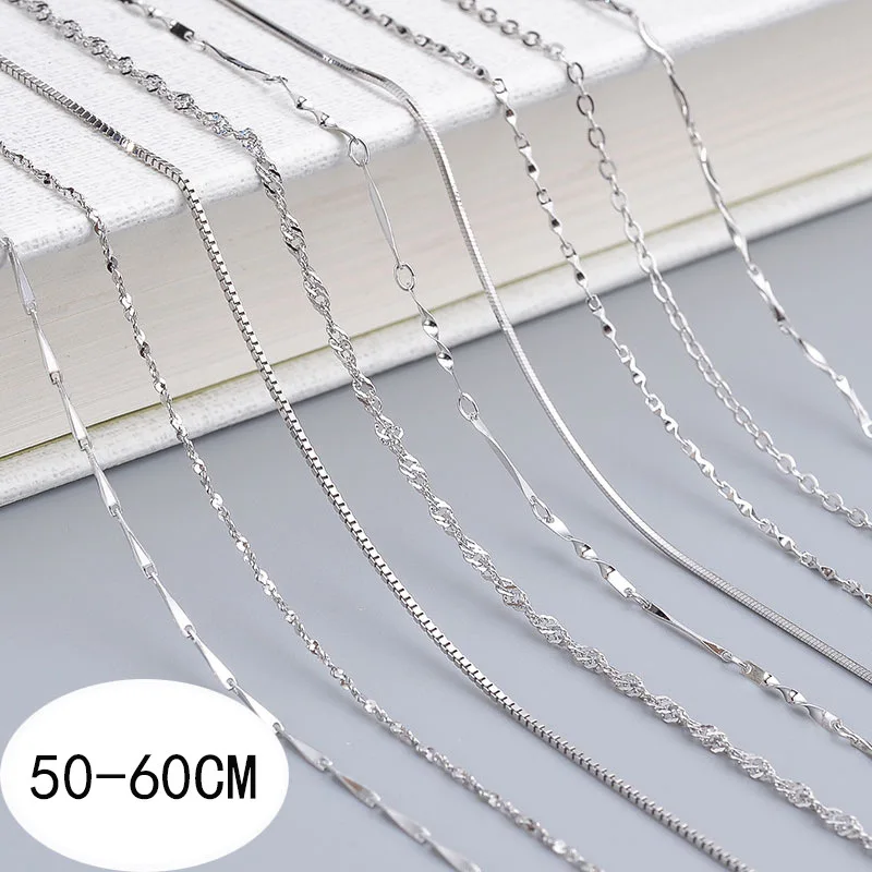 

Lengthened 925 Silver Chain without pendants sterling silver necklace women's clavicle single pure necklace sweater chain