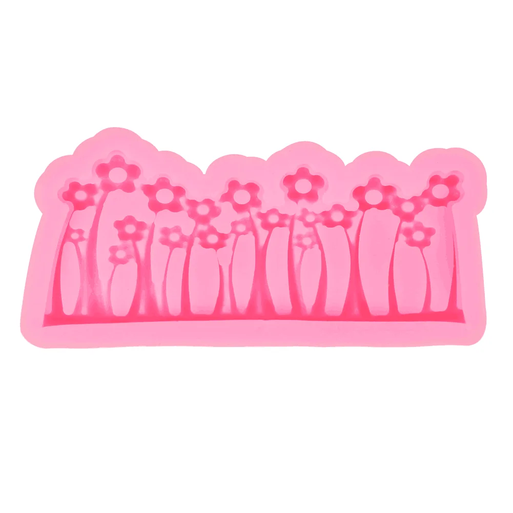 

Grass flower cake border silicone molds cupcake fondant decorating tools cookie baking moulds, Pink