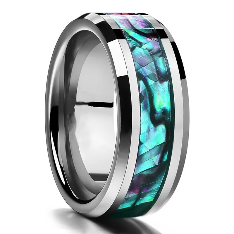 

Popular Tungsten Steel Ring Simple Shell Design for Engagement Anniversary Silver Jewelry with Diamond Stone for Men and Women