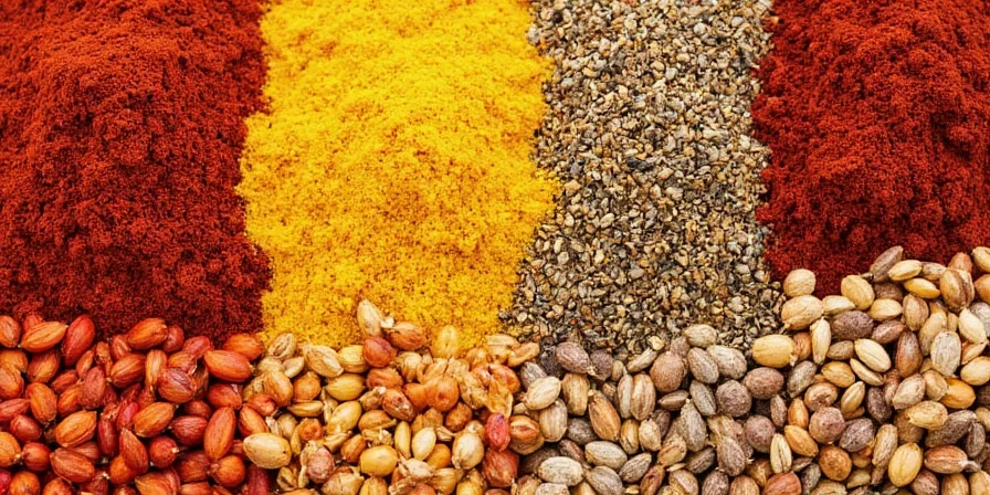 Ground cumin next to whole seeds