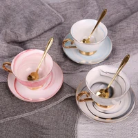 

Business Cafe Special Flower Tea Cup Coffee Cup Disk Set Continental Ceramic Coffee Cup with Disk