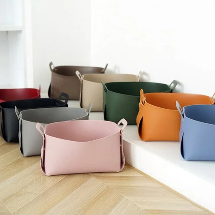 

Fashion Custom Home Storage Basket High Quality Pu Leather Baskets For Storage