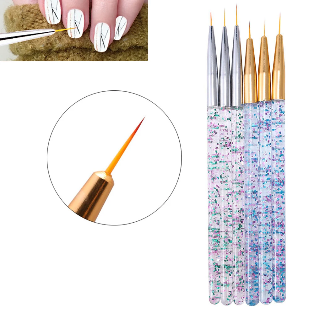 

3Pcs Acrylic Nail Art Liner Brush Set 3D Tips Manicure French Stripe Ultra-thin Line Drawing Pen UV Gel Brushes Painting Tools, Pink