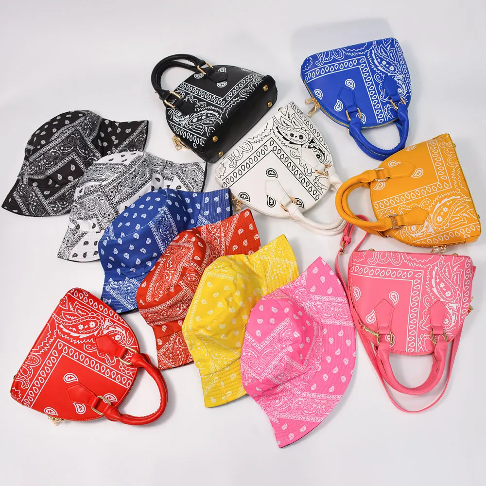 

Fashion bags women handbags bandana printing bag purse and hat set purses and handbag 2021 for women