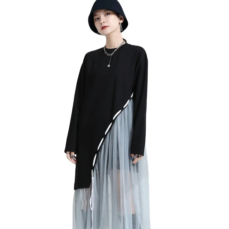 

2232 Fall 2021 women clothes Patchwork dress for girls long-sleeved high-quality ladies midi dress, Customized color
