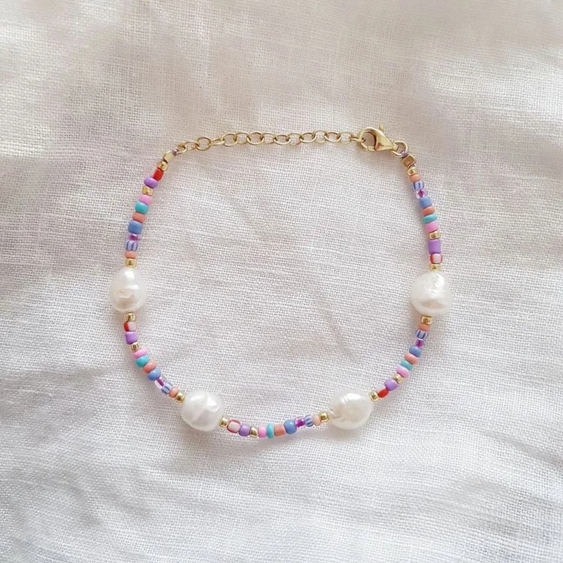 

2022 New Colorful Matching Beaded Bracelet Macaron Color Beads Trend Exquisite Arm Accessories Handmade Small Bangle Accessories, White gold green red blue