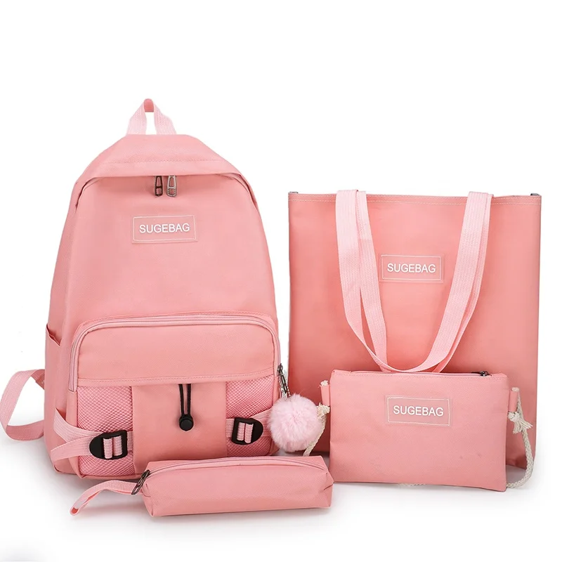 

Popular large capacity custom stock girls boy student kids waterproof 4in1 book backpack primary high school bags for girl