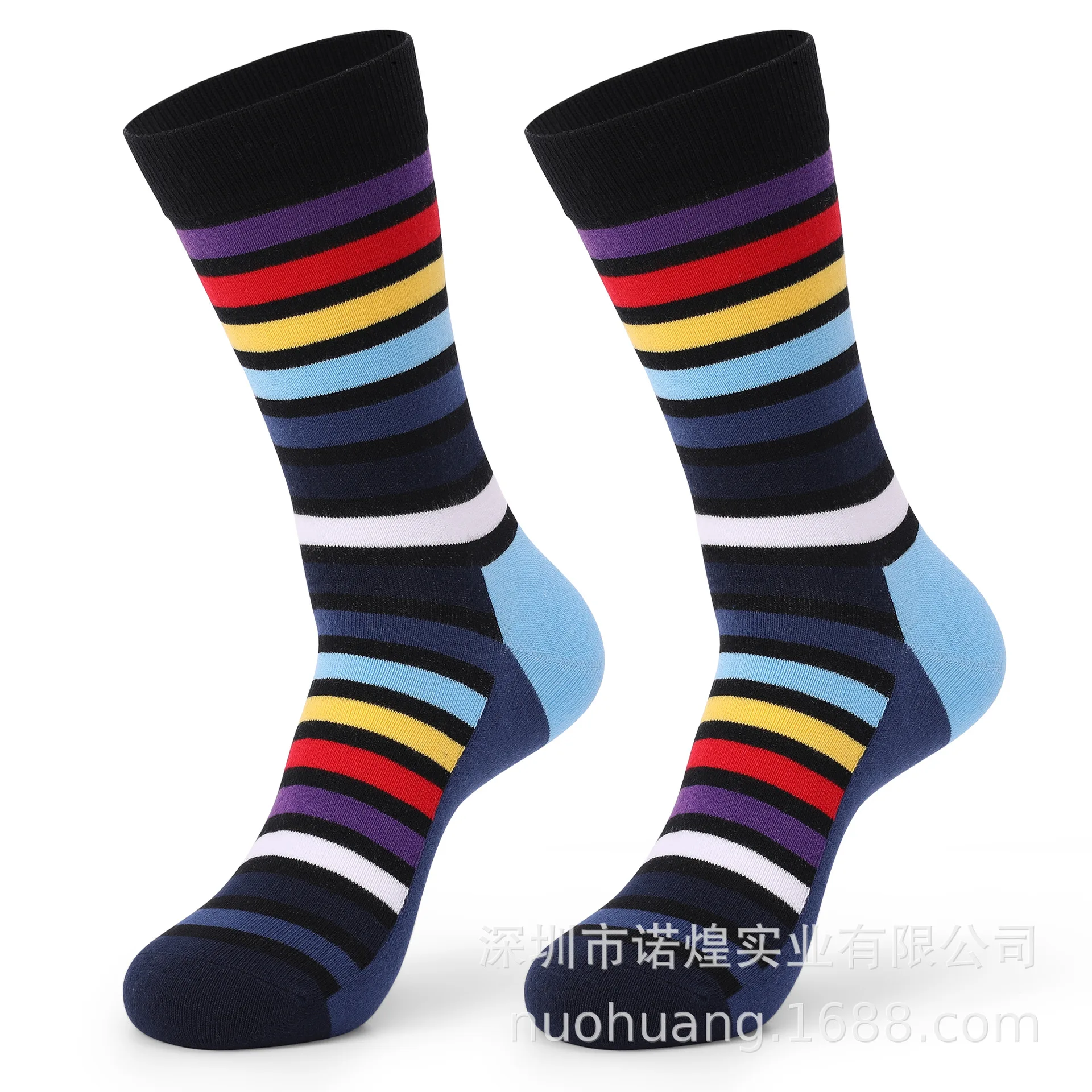 

Wholesale fashion brand men socks custom logo high quality colorful striped cotton men socks