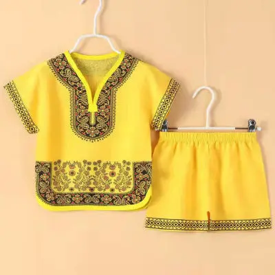 

2022 Summer Boys Girls Tang Suit Chinese School Short Sleeve Cotton Silk Style Kids Baby 2pcs