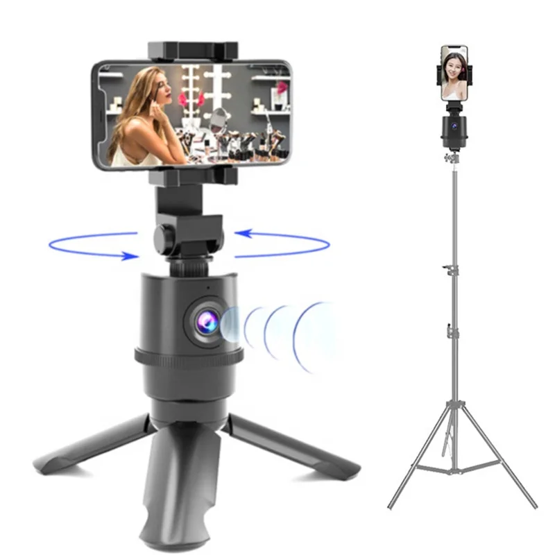 

NO APP Required 360 Rotation Auto Face Object Tracking Smart Shooting Phone Camera Selfie Stick Stabilizer Mount Holder, Black