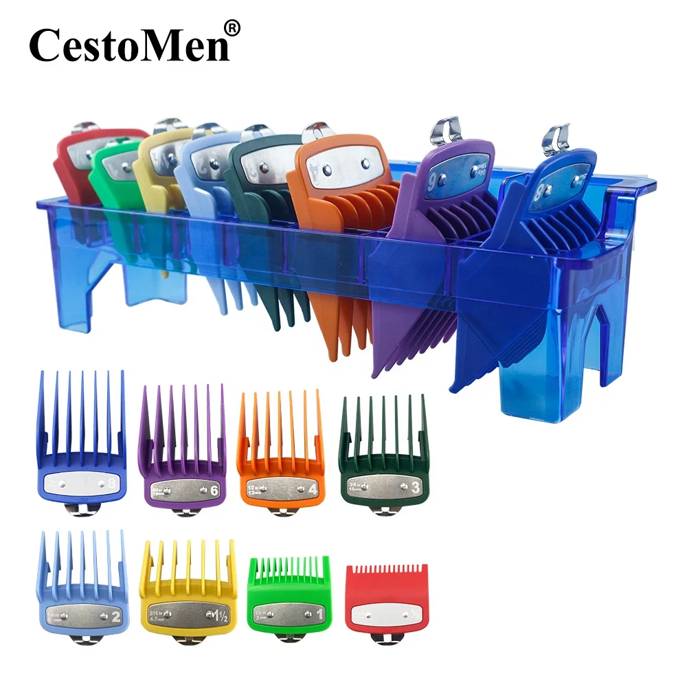 

CestoMen Mixed-color Hair Clipper Clip Guards 8 sizes Universal Barber Guide Comb Set Hair Limit Trimmer Cutting Guards