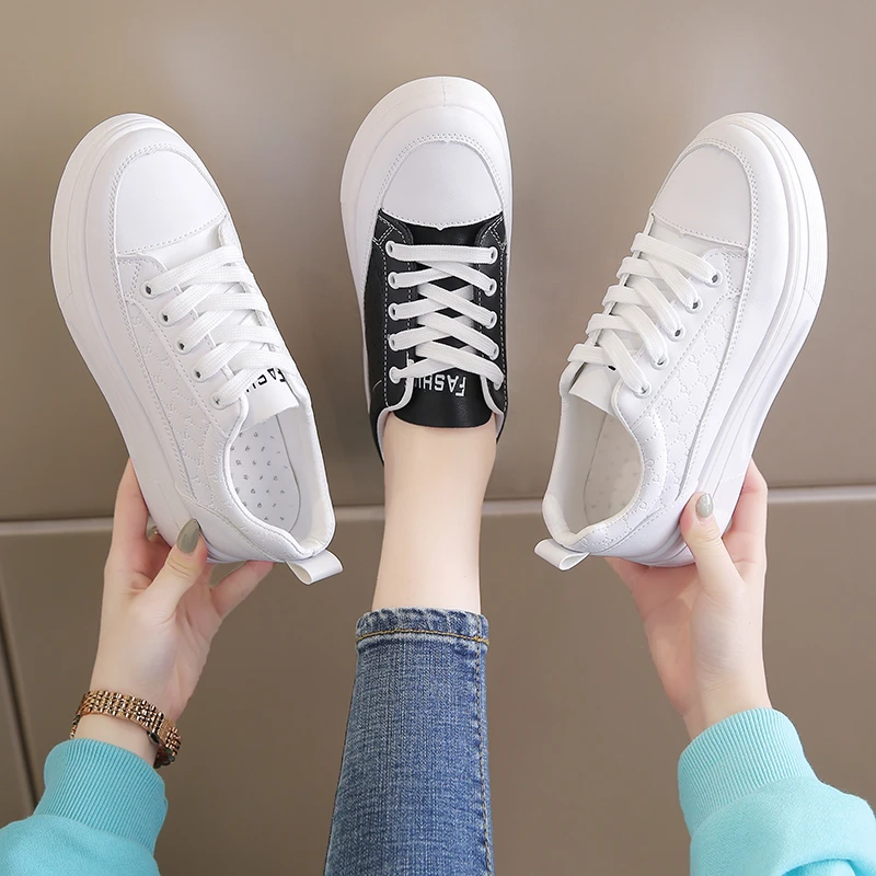 

2021 New Women's Spring Platform Chunky Sneakers Gray Brown Sports Shoes Comfort Casual High Sneaker Women Vulcanize Sneakers