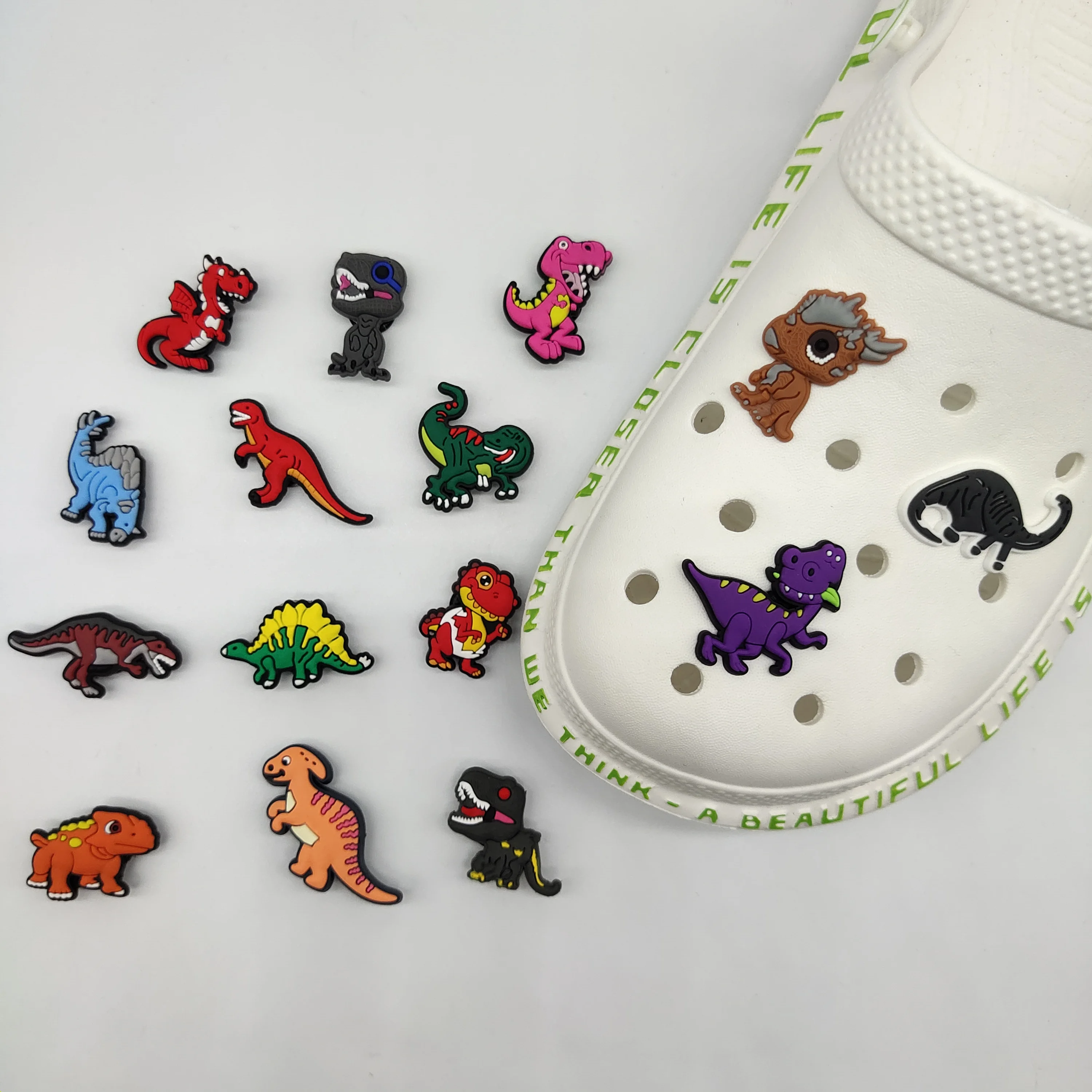 

Dinosaur Manufacturers wholesale high quality custom DIY shoe croc charms pvc soft Shoe accessories clog for shoes