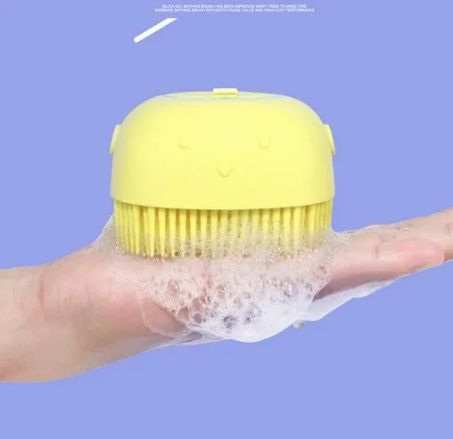 

Multifunction Best Quality Free Soft Silicone Baby Brushes Bath Hair Head Massager Brush With Soap Dispenser, Blue, pink