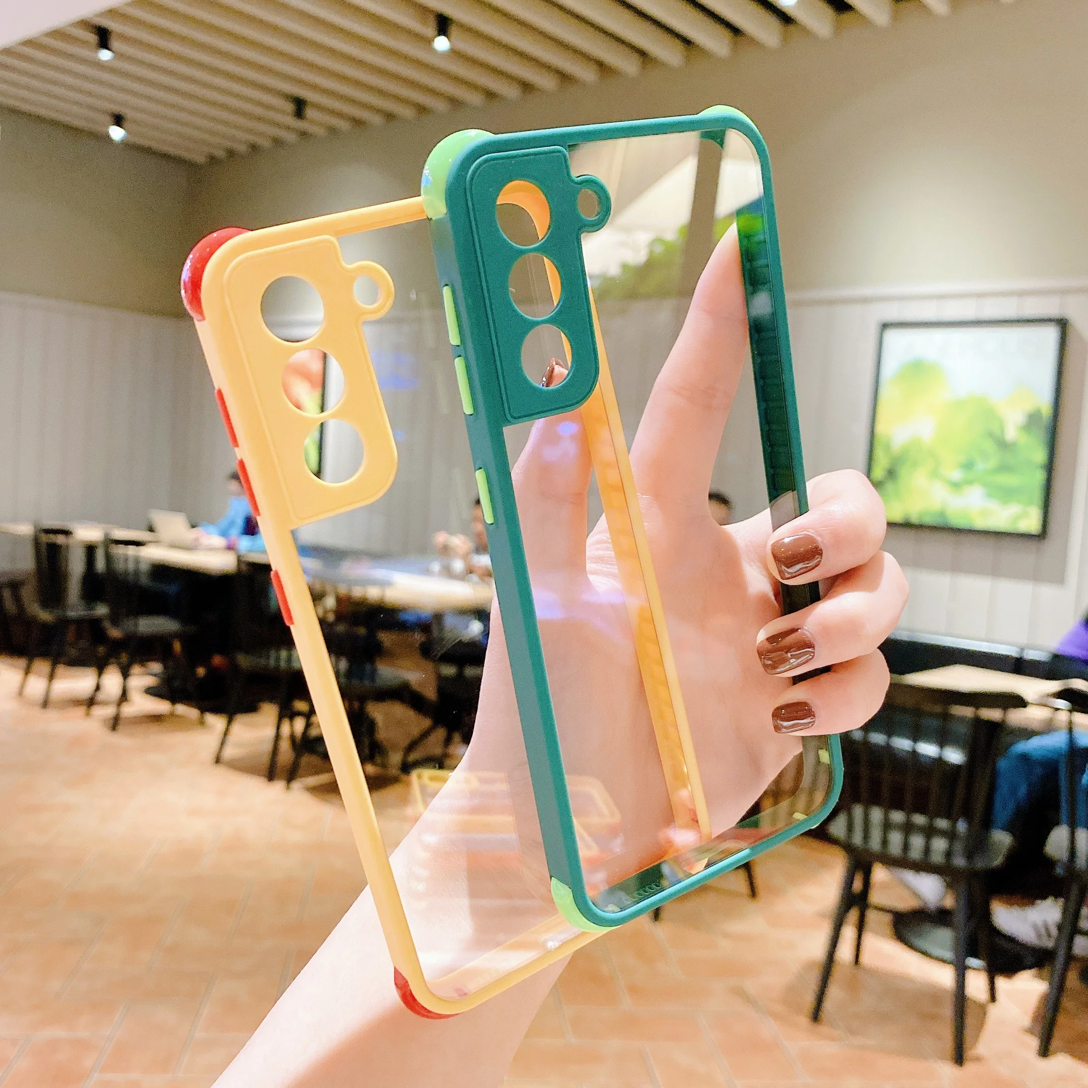 

Mobile Shell Transparent Soft TPU Anti-Drop Phone Case for Samsung S21, Green / army green / yellow / purple / orange / black