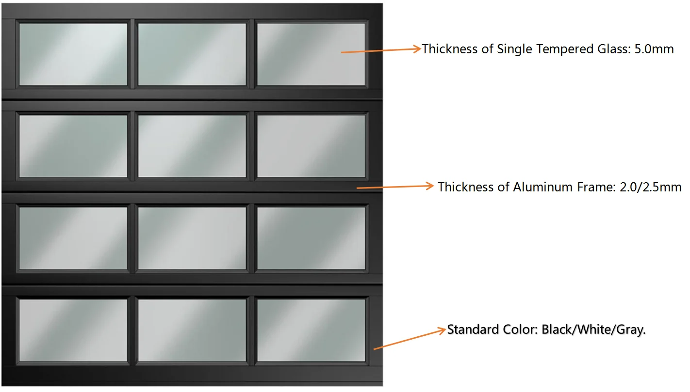 product-Zhongtai-8x7 Glass Aluminum Garage Door Overhead Lifting Transparent Glass Panel Garage Door-2