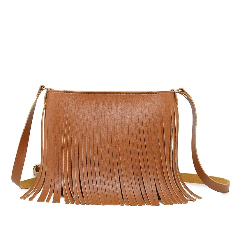 

2019 new fashion fringed pu single shoulder slung small square bag H