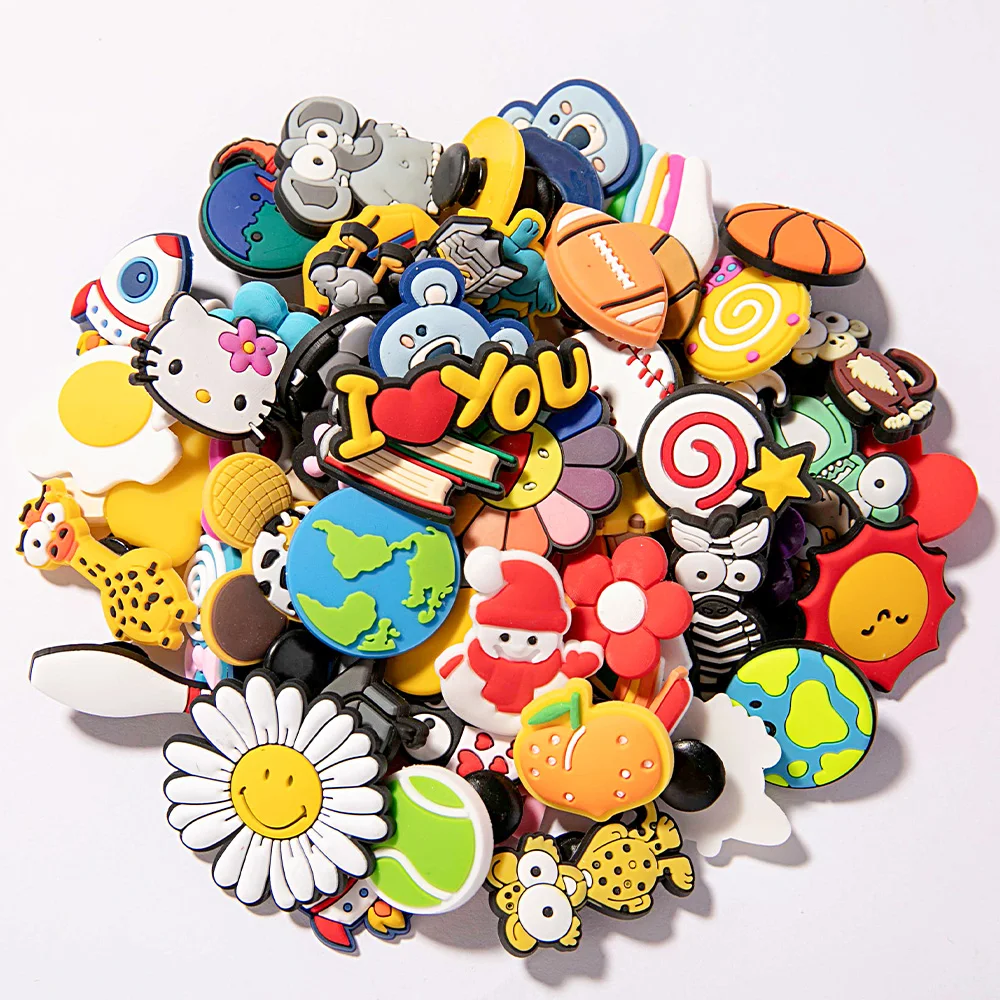 

Random Promotion Style 1000 Assorted Designs Available Promotional Shoes Decoration Charms Soft Pvc Shoe Charms For Crocs, Customized color