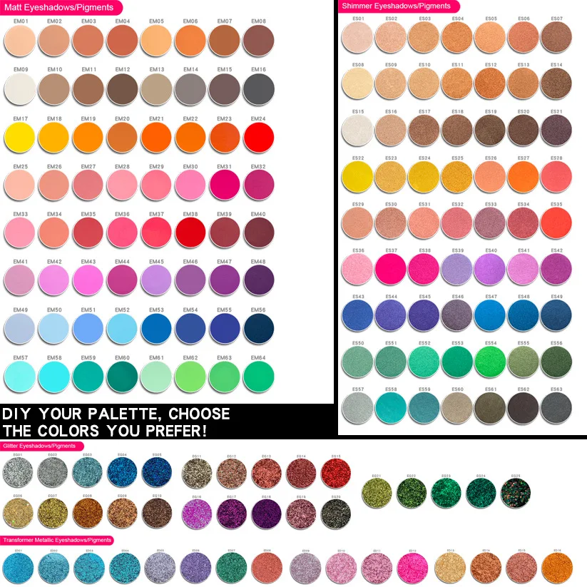 

170 colors single eyeshadow glitter matter custom eyeshadow Pro palette OEM 26mm eye shadow Pans