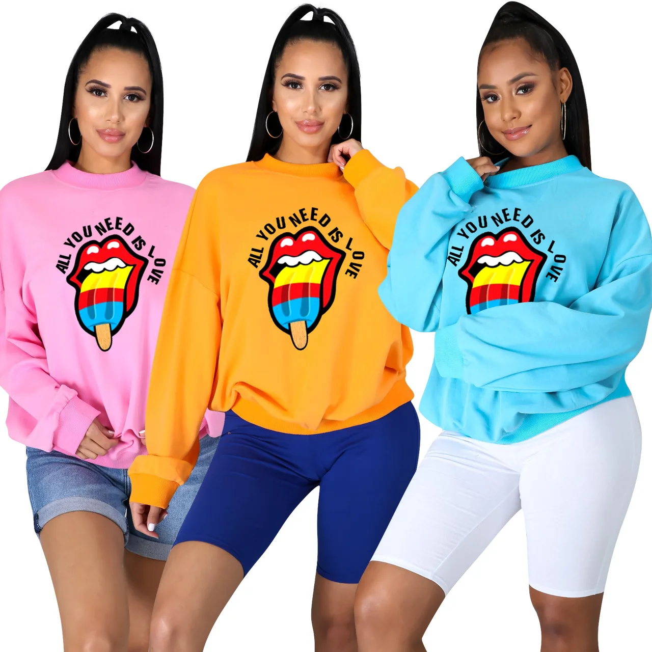 

2020 new arrival sport coat woman round neck lips printed vest T-shirt women coat Causal Wear