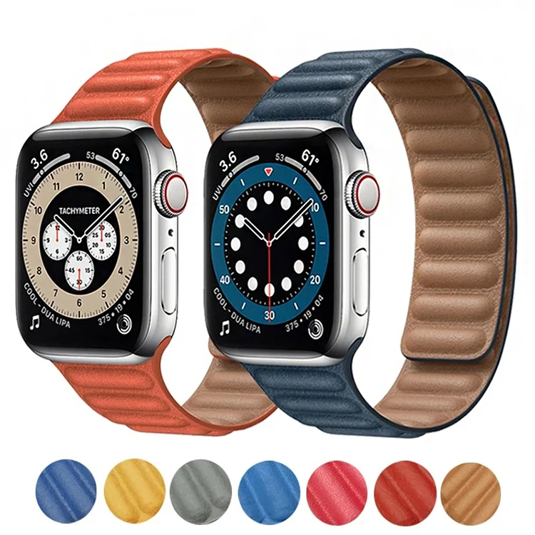 

Lianmi 44mm 40mm 38mm 42mm Double Colors For Apple Magnetic Loop Leather Watch Band For Iwatch Series 3 5 4 6 Se Bracelet, Multi colors/as the picture shows